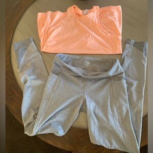 Athleta Girl Tank Tee XL 14 and Athleta light gray Leggings XXL 16